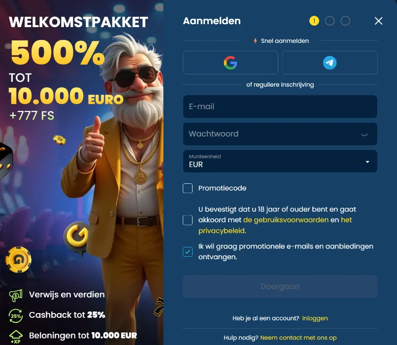 GramsBet Casino Account aanmaken